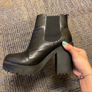 H&M Black Heel Platform Chelsea Ankle Boots